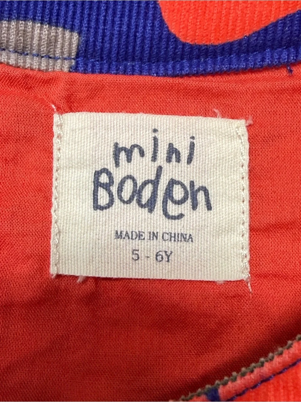 Mini Boden size 5-6 Girls Multicolor Retro Mod Floral Corduroy Pinny Dress